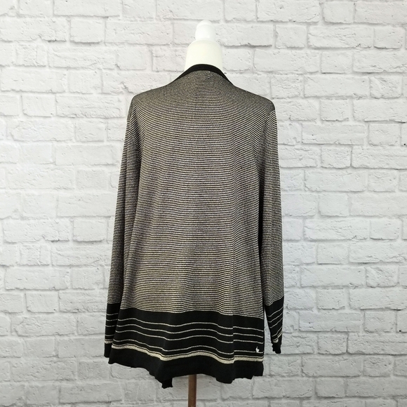 Calvin Klein gold black striped cascading open front cardigan NWOT size 2X - Picture 4 of 9